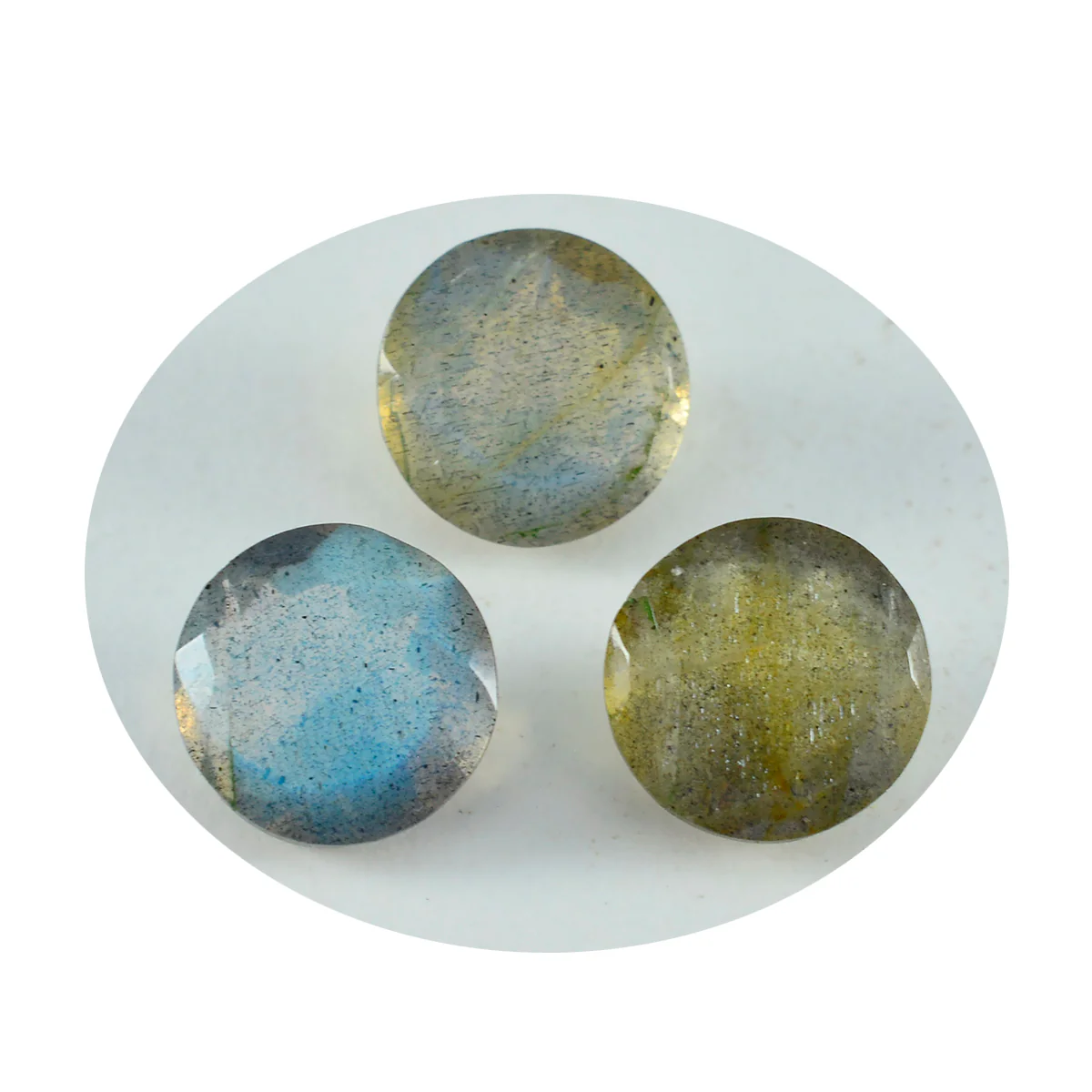 Labradorite 1PC Large 10x10 MM Round Faceted Gray Shine Semi Precious Loose Gems - Image 2