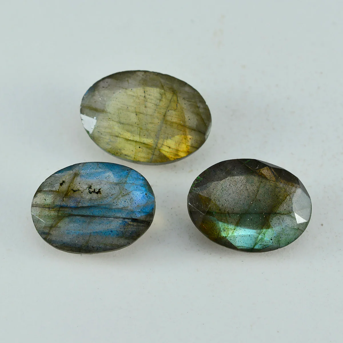 Labradorite 1PC Large 10x12 MM Oval Faceted Gray Brilliant Semi Precious Loose Gemstones