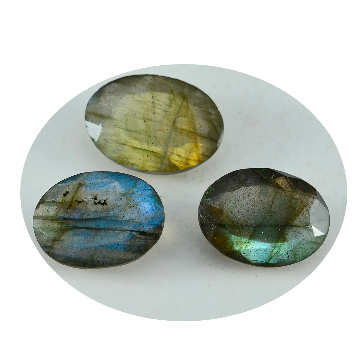 Labradorite 1PC Large 10x14 MM Oval Faceted Gray Sparkling Semi Precious Gems - Image 3