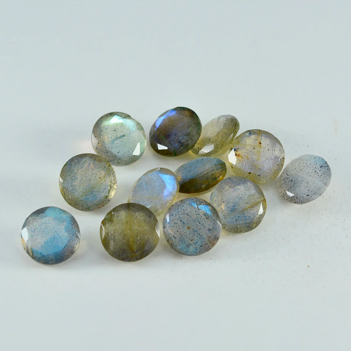 Labradorite 1PC Large 12x12 MM Round Faceted Gray High-Quality Semi Precious Loose Gemstones