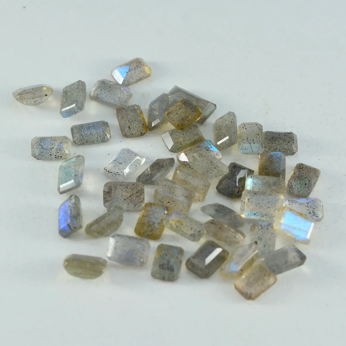 Labradorite 1PC Large 8x12 MM Emerald Faceted Gray Lustrous Semi Precious Loose Gemstone