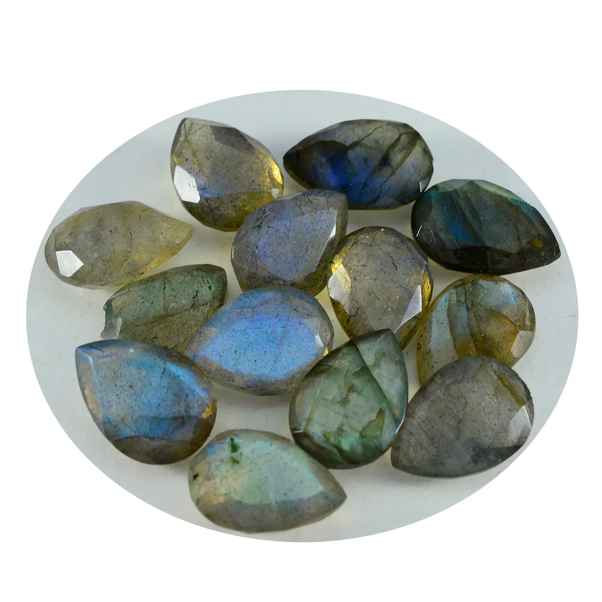 Labradorite 1PC Medium 7x10 MM Pear Faceted Gray Shine Semi Precious Loose Gems - Image 3