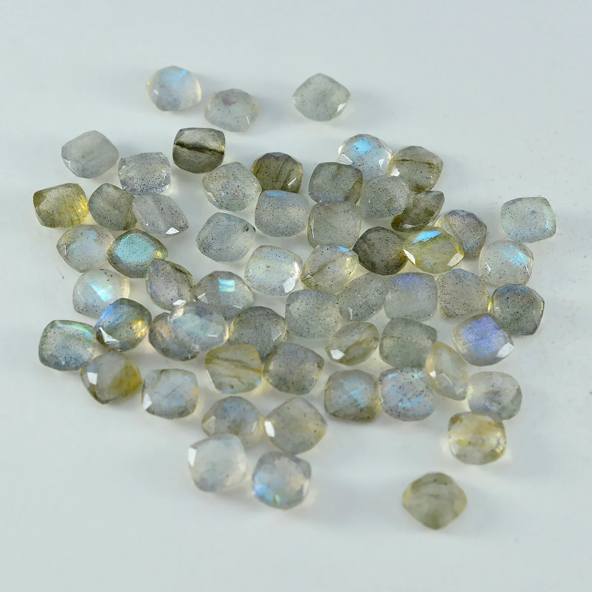 Labradorite 1PC Medium 9x9 MM Cushion Faceted Gray Lustrous Semi Precious Gems - Image 2