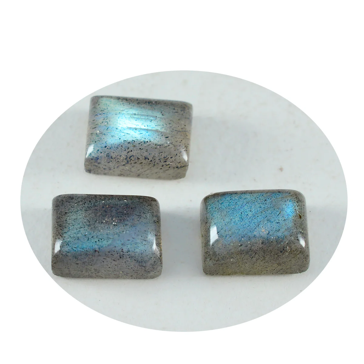 Labradorite 1PC Small 6x8 MM Emerald Cabochon Gray Natural semi Precious Semi Precious Gemstone - Image 2