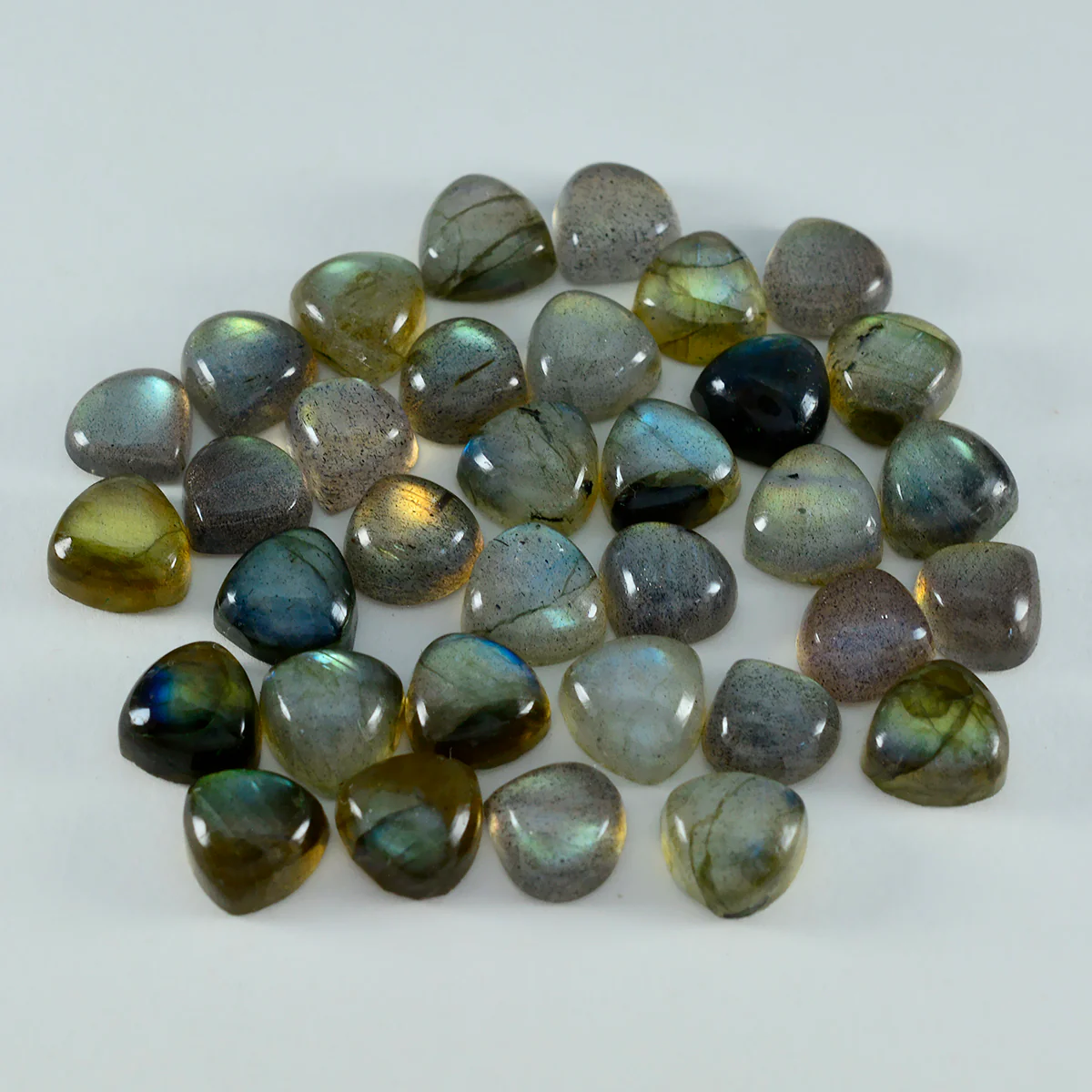 Labradorite 1PC Small 7x7 MM Triangle Cabochon Gray Lustrous semi Precious Loose Gemstone - Image 2