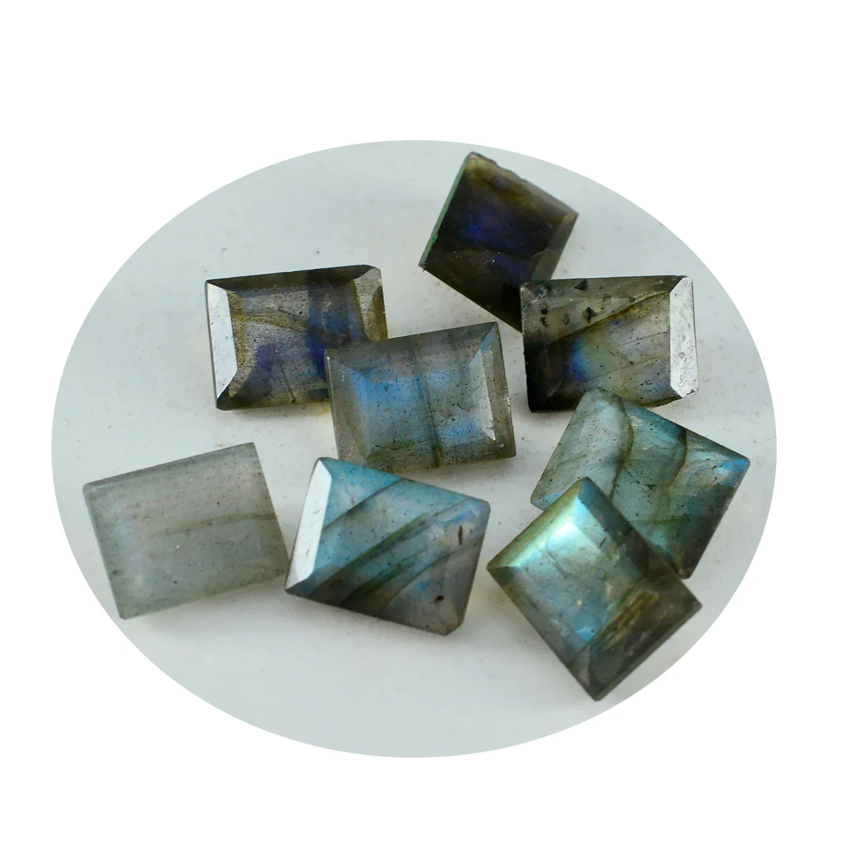 Labradorite 1PC Small 7x9 MM Emerald Faceted Gray Sparkling Semi Precious Loose Gemstone - Image 4