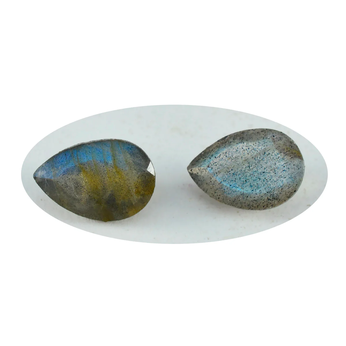 Labradorite 1PC Small 7x9 MM Pear Faceted Gray Lustrous Semi Precious Gems - Image 3
