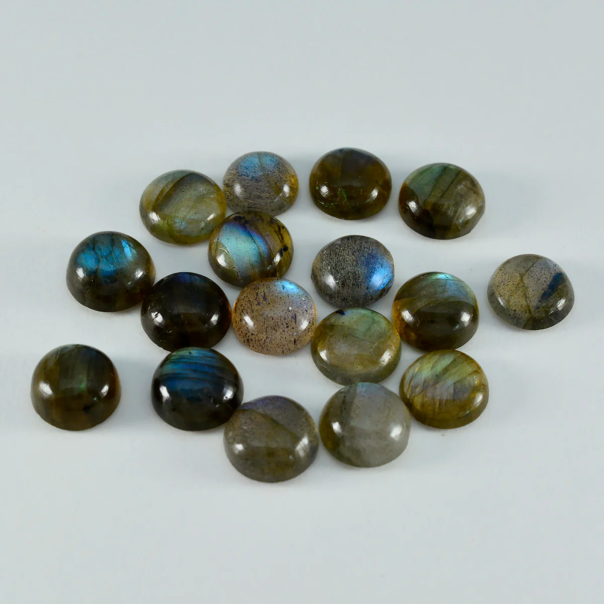 Labradorite 1PC Small 8x8 MM Round Cabochon Gray Brilliant semi Precious Loose Gems - Image 2