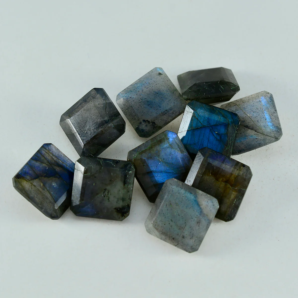 Labradorite 1PC Small 8x8 MM Square Faceted Gray Luster Semi Precious Loose Gemstones - Image 2