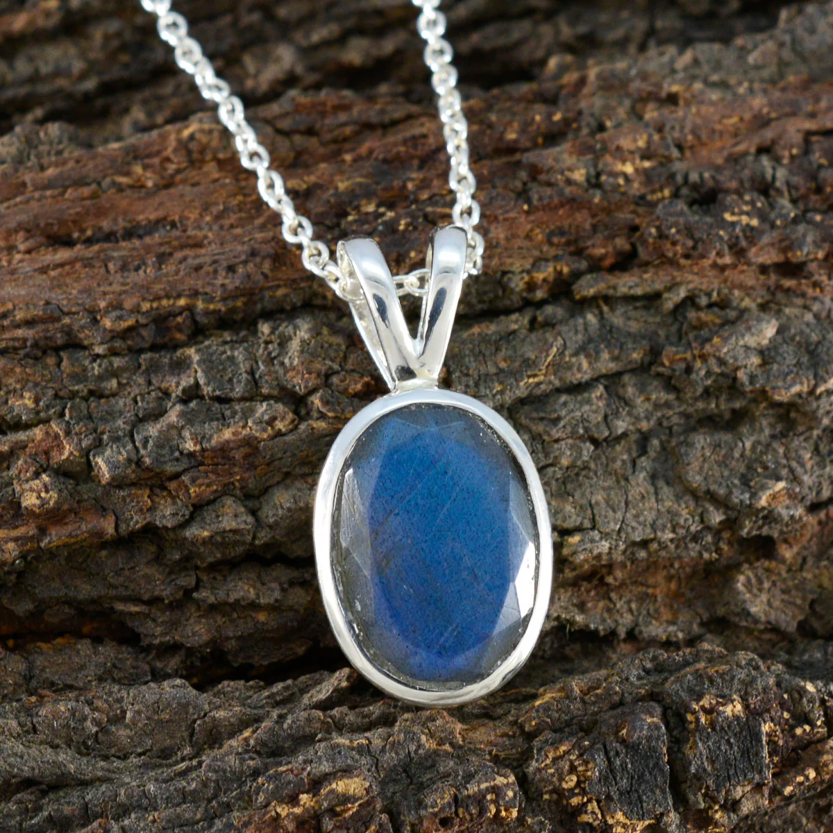 Labradorite Classic Russian Sterling Silver Solitaire Aurora Trendy Gray Pendant Jewellery - Image 3