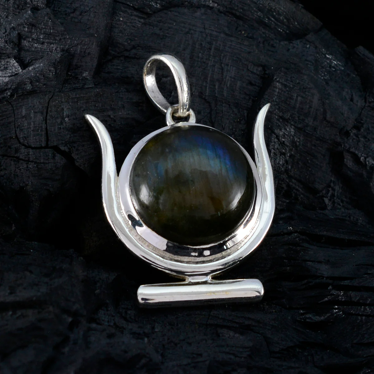 Labradorite Dainty French Silver Solitaire Layla Sophisticated Gray Pendant Jewelry - Image 3