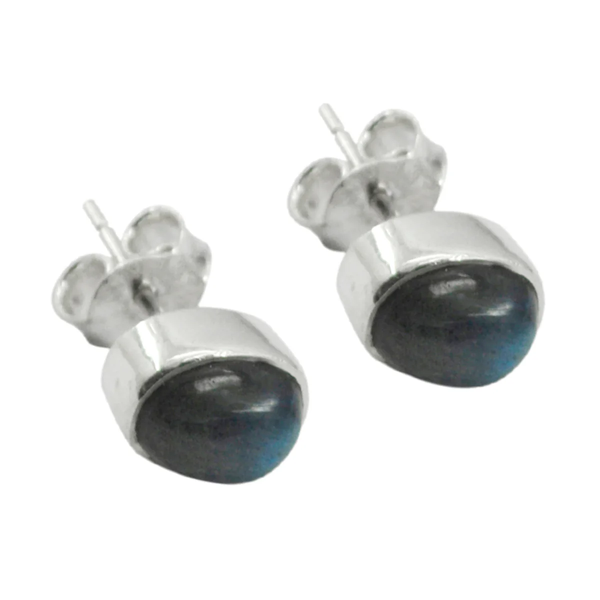 Labradorite Egyptian Min-seo Solitaire Stud Gray 92.5 Silver Earring - Image 3