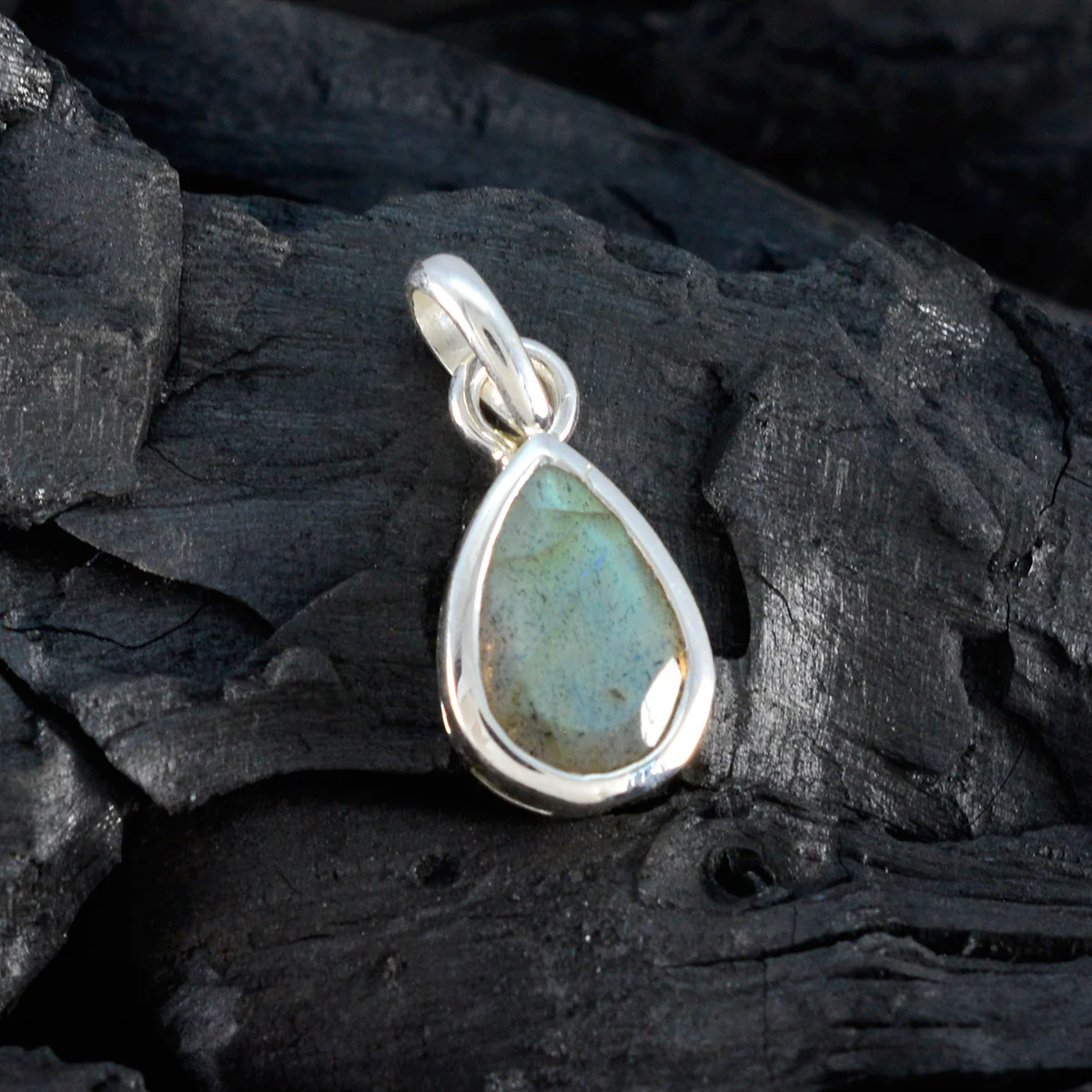 Labradorite Elegant Korean Silver Solitaire Soo-jin Modern Gray Pendant Jewelry - Image 4