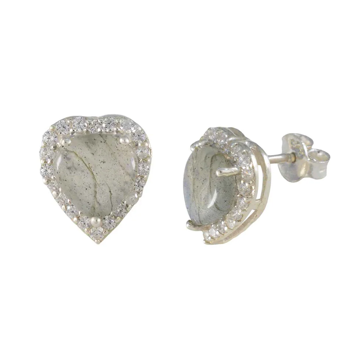 Labradorite French Ines multiple Stud Gray Silver Earring - Image 2