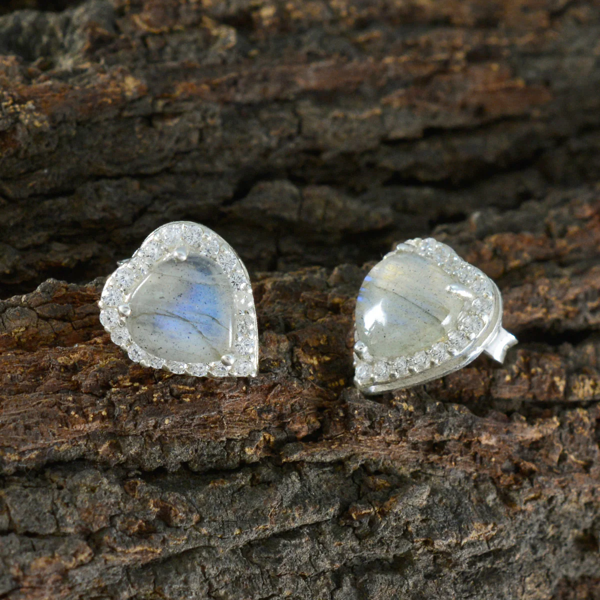 Labradorite French Ines multiple Stud Gray Silver Earring - Image 3