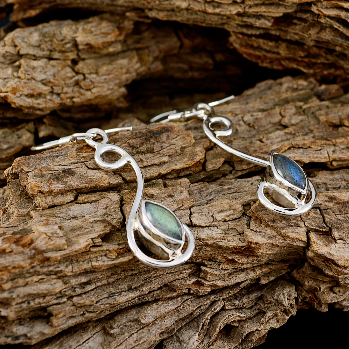 Labradorite German Yasmine multiple Dangle Gray 925 Silver Earring - Image 3