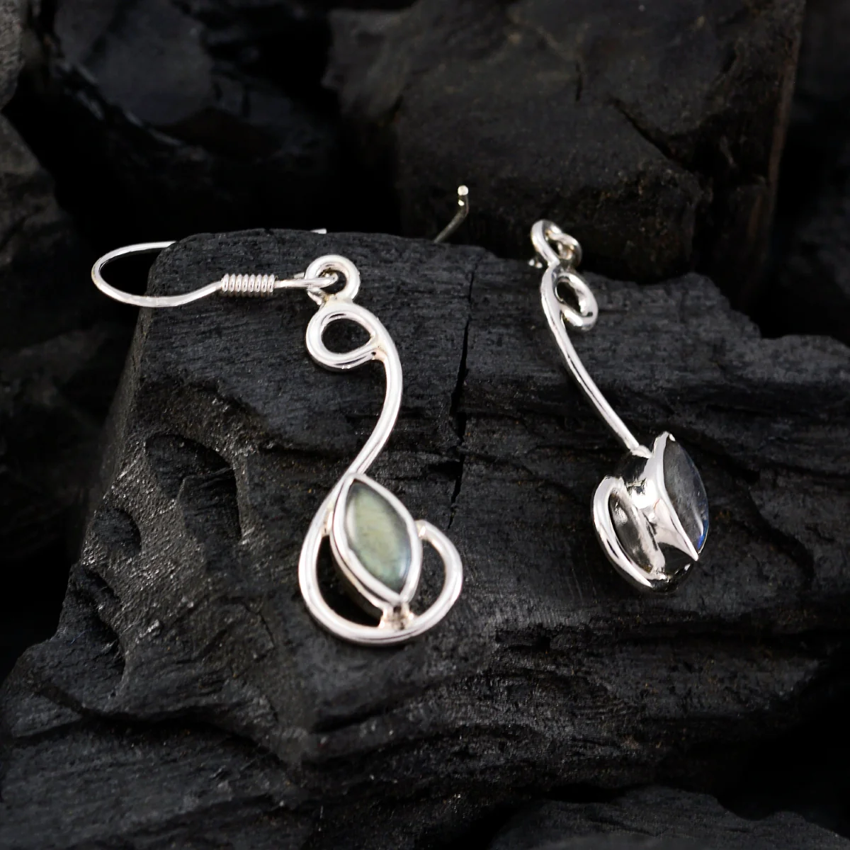 Labradorite German Yasmine multiple Dangle Gray 925 Silver Earring - Image 4