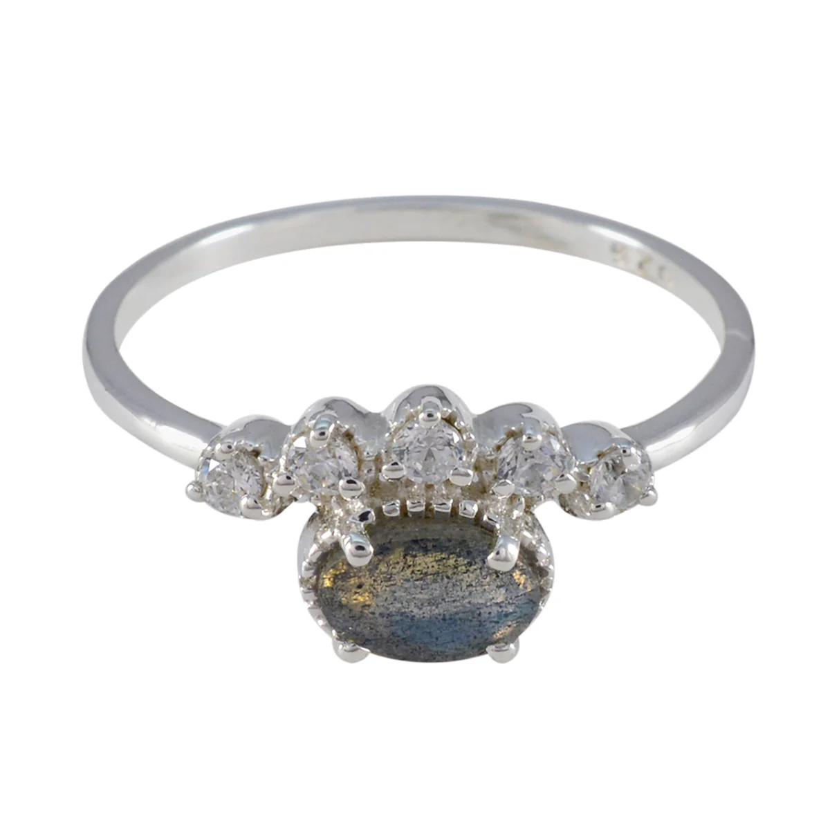 Labradorite Halo Turkish 925 Silver Gray Gemstones Elegant Trendy Ring Jewelry