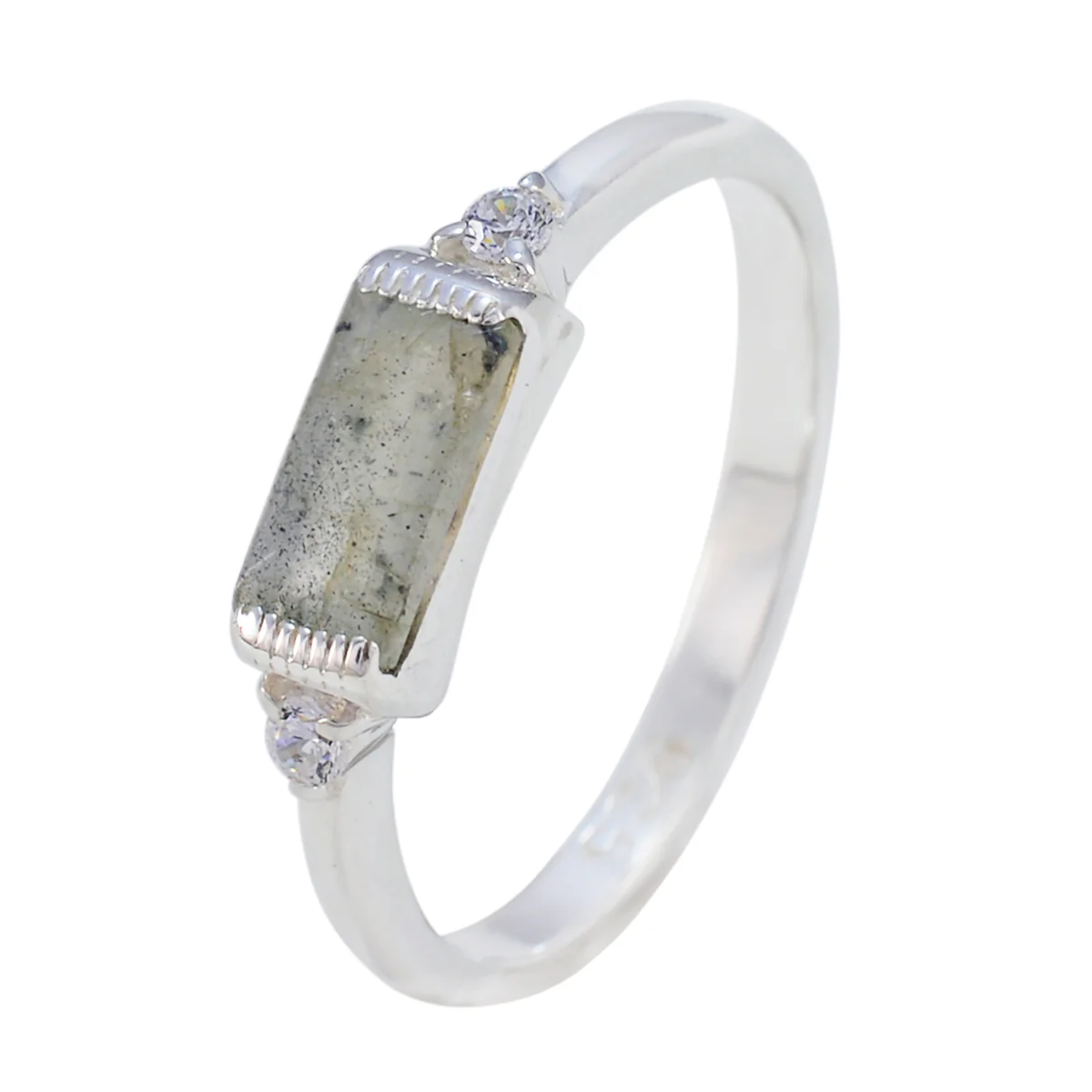 Labradorite Halo Turkish Silver Gray Gemstones Delicate Glamorous Ring Jewelry - Image 2