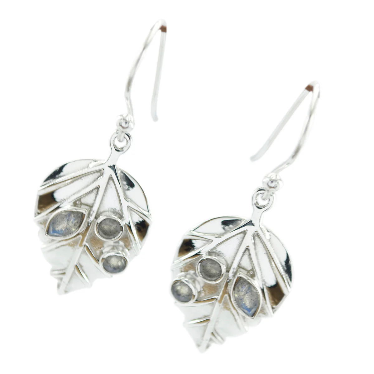 Labradorite Italian Bruna multiple Dangle Gray Silver Earring - Image 2