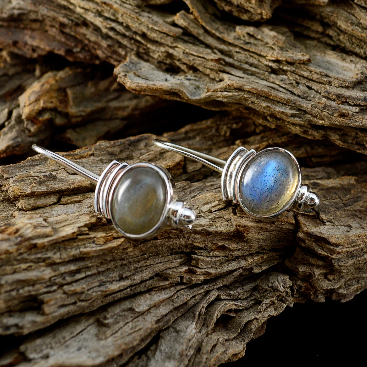 Labradorite Korean Emi multiple Dangle Gray Sterling Silver Earring - Image 3