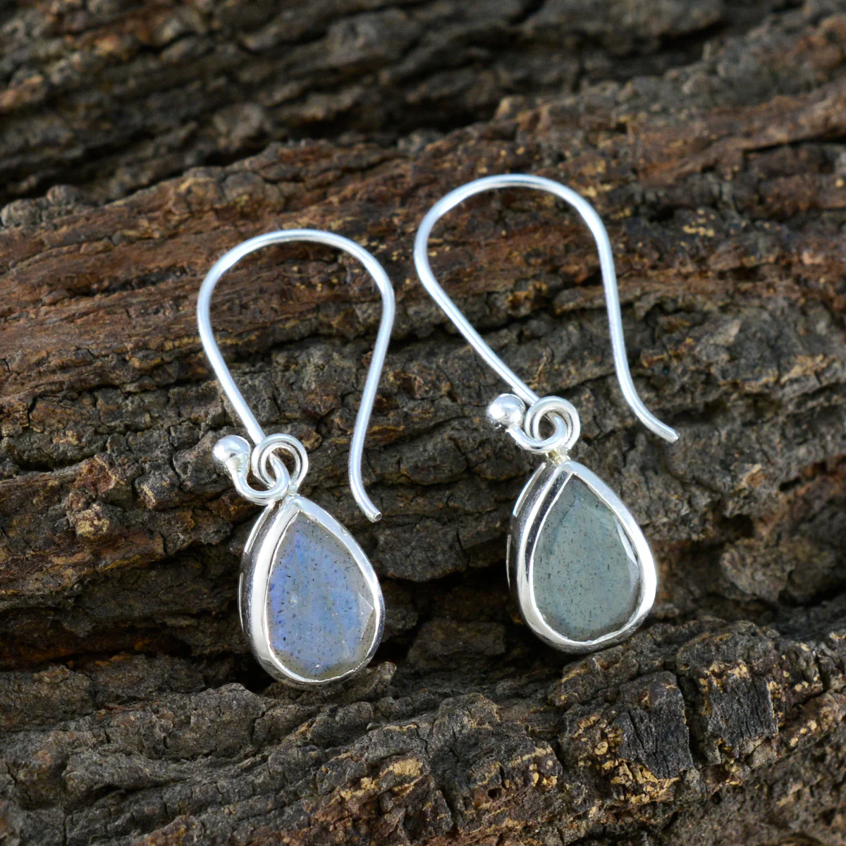 Labradorite Latin American Eun-ji Solitaire Dangle Gray 925 Silver Earring - Image 3
