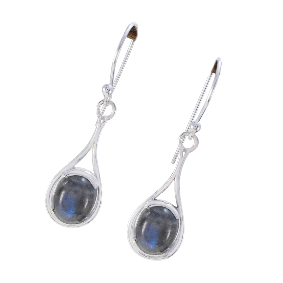 Labradorite Mexican Hina Solitaire Dangle Gray 92.5 Silver Earring - Image 2