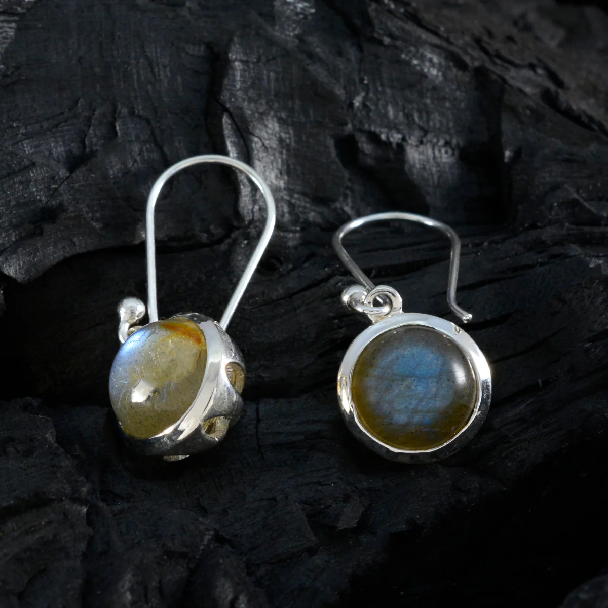 Labradorite Middle Eastern Camila multiple Dangle Gray Silver Earring - Image 2