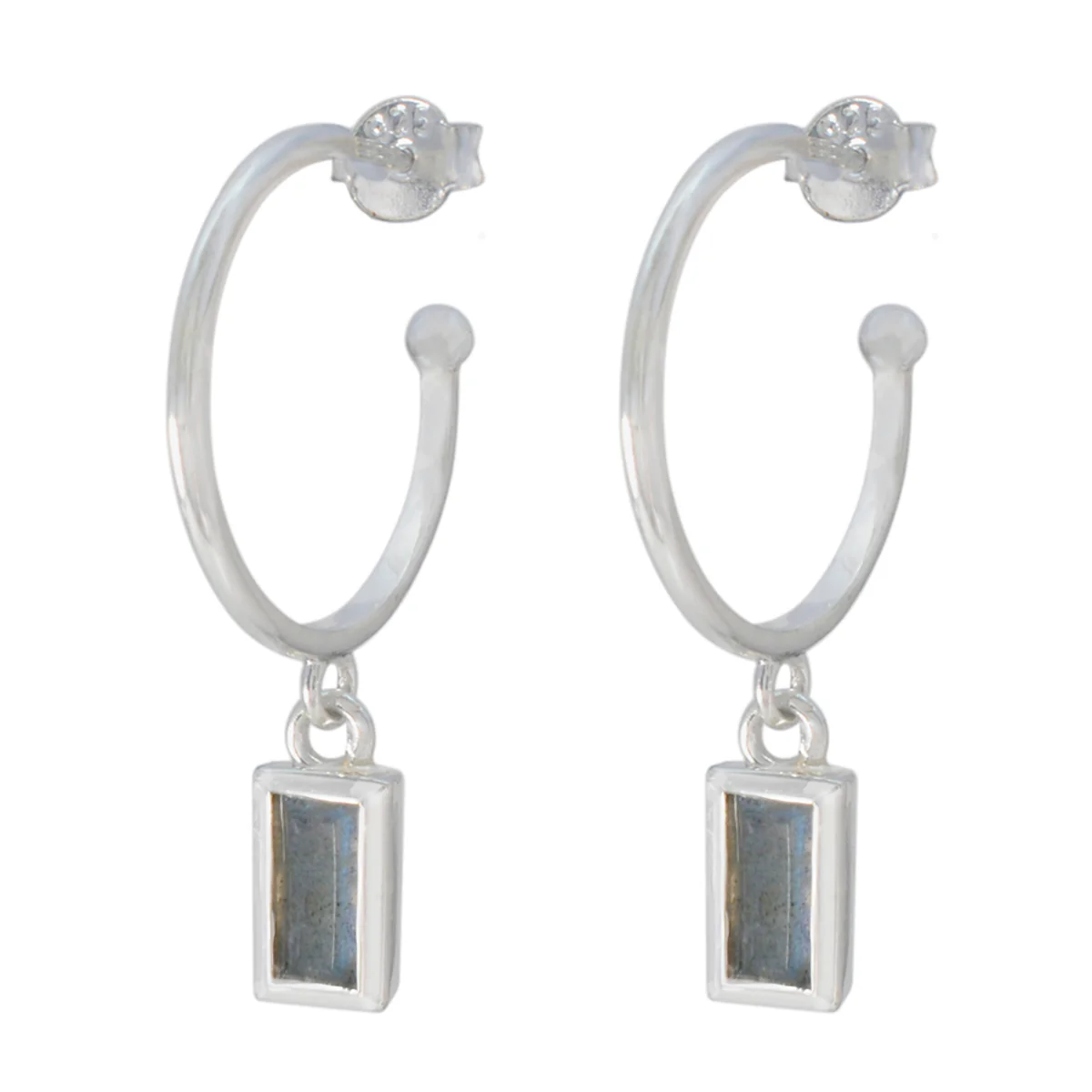 Labradorite Middle Eastern Sophia Solitaire Dangle Gray Silver Earring