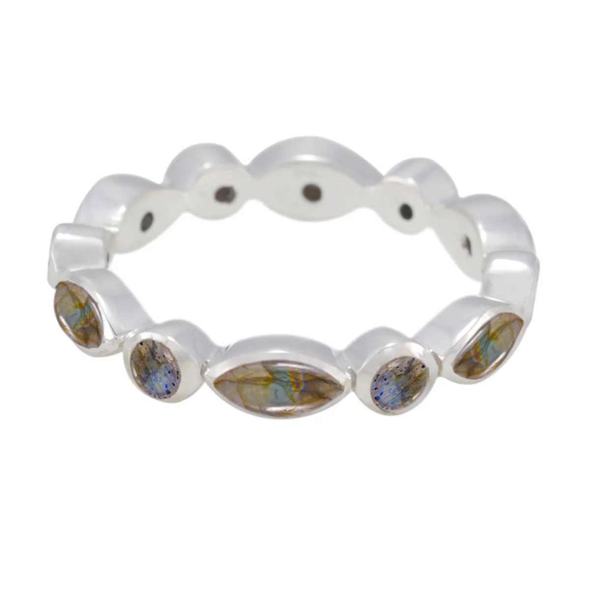 Labradorite multiple Japanese Sterling Silver Gray Gems Dainty Eternity Band Jewellery