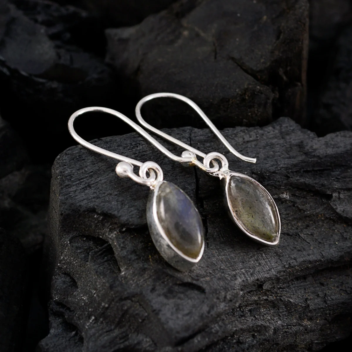 Labradorite Russian Zoey multiple Dangle Gray Silver Earring - Image 2