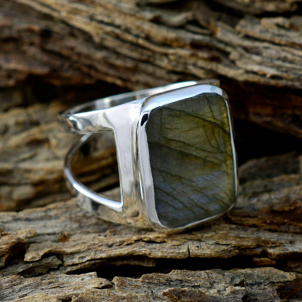 Labradorite Solitaire African 925 Silver Gray Gemstones Mid-weight Signet Ring Jewellery - Image 3
