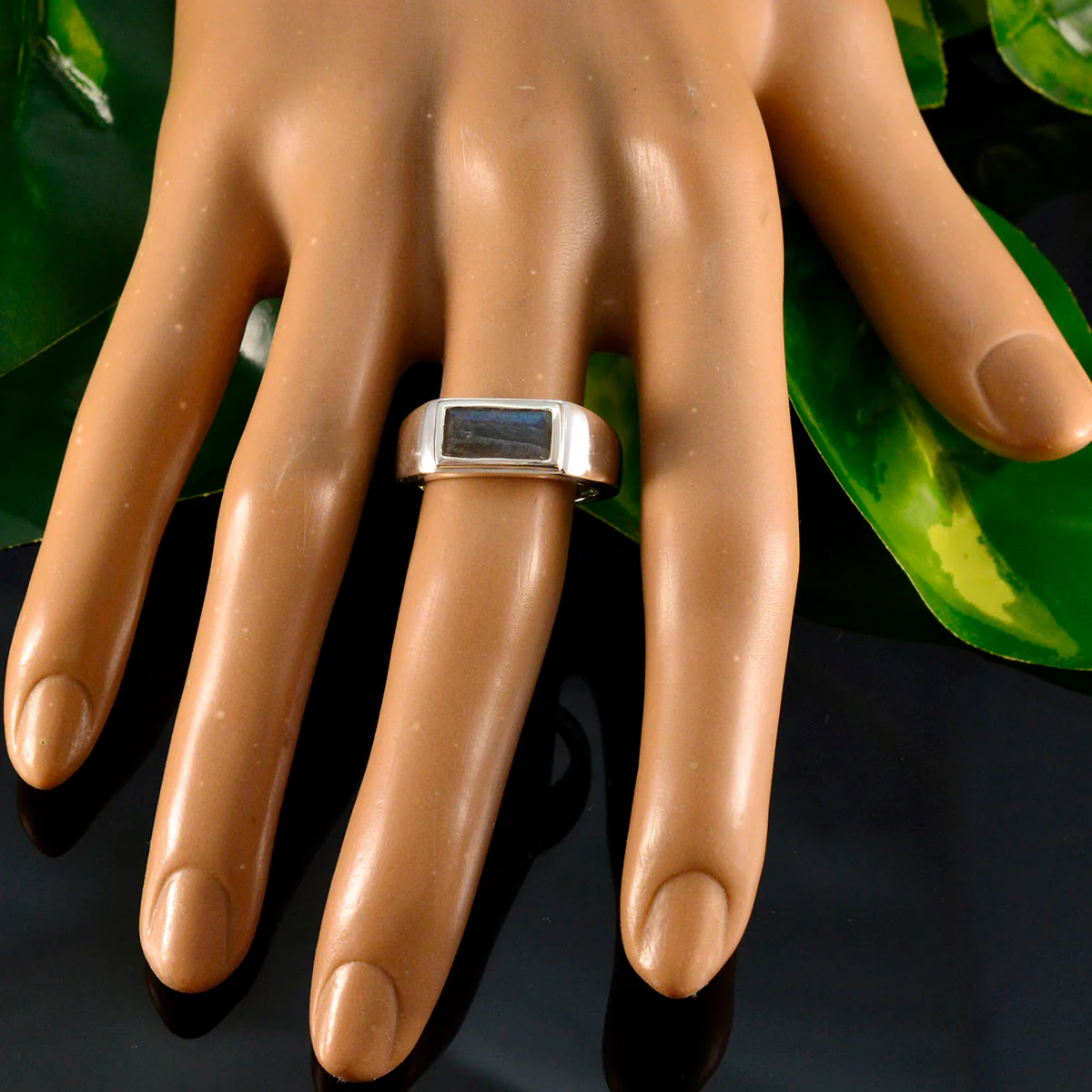 Labradorite Solitaire African Sterling Silver Gray Gemstones Tiny Feminine Ring Jewellery - Image 5