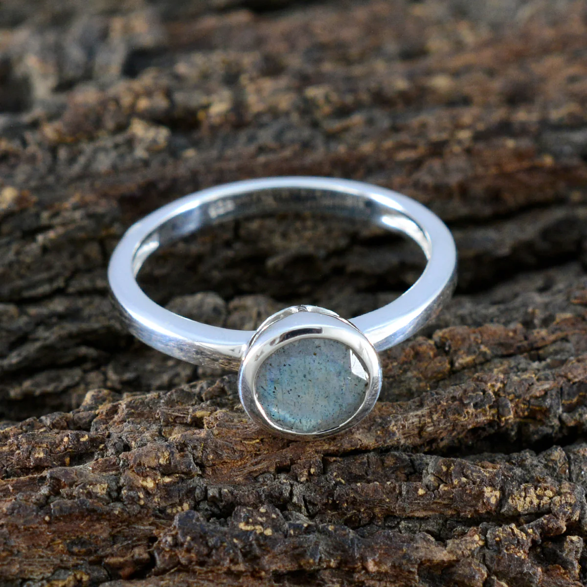 Labradorite Solitaire American 925 Sterling Silver Gray Gems Dainty Abstract Ring Jewelry - Image 3