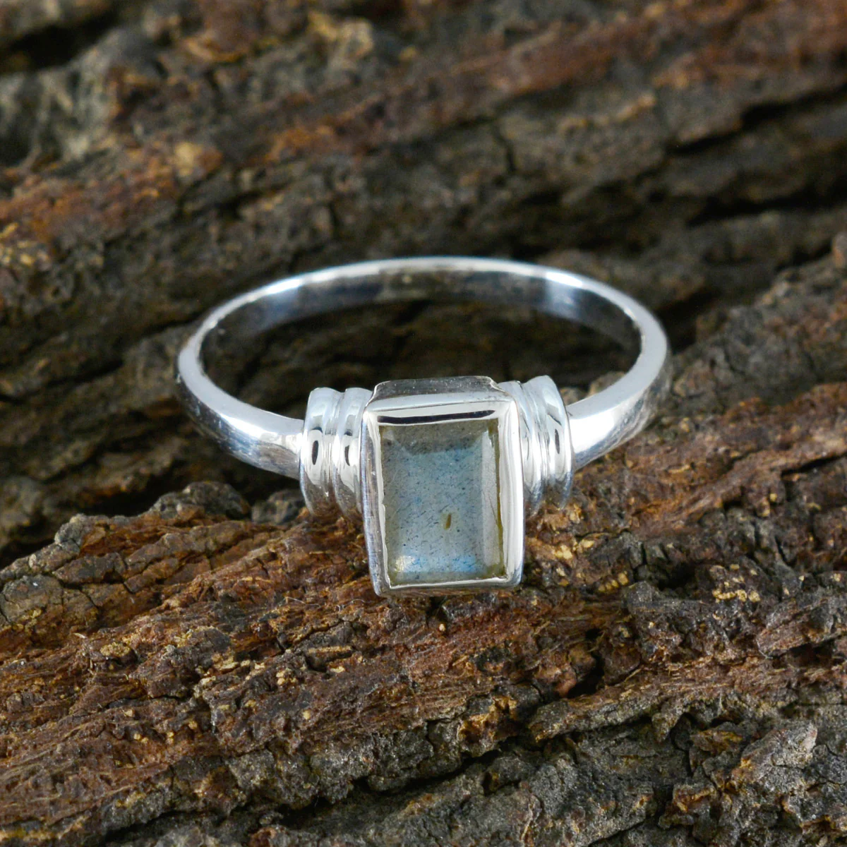 Labradorite Solitaire American 925 Sterling Silver Gray Gemstone Whisper-thin Fairytale Ring Jewellery - Image 4