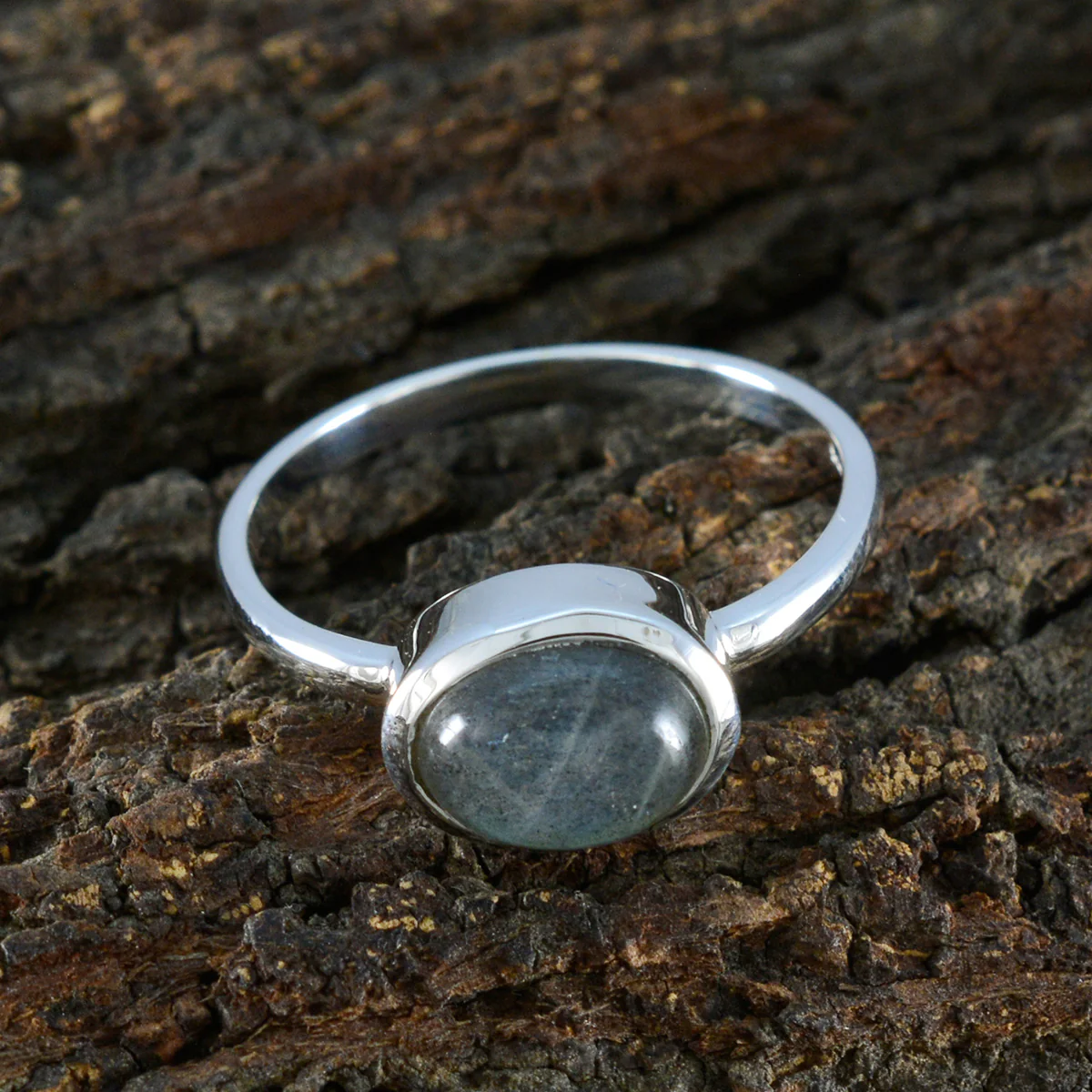 Labradorite Solitaire American Silver Gray Gemstone Dainty Trendy Ring Jewelry - Image 3