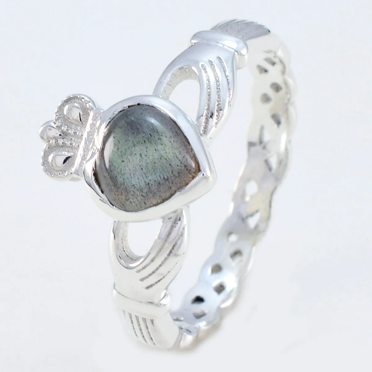 Labradorite Solitaire Egyptian Sterling Silver Gray Gemstone Tiny valentine Ring Jewellery - Image 2