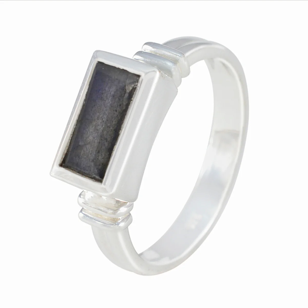 Labradorite Solitaire French 925 Sterling Silver Gray Gemstones Minimal Romantic Ring Jewelry - Image 2