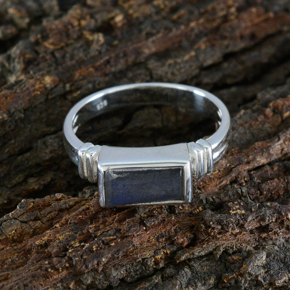 Labradorite Solitaire French 925 Sterling Silver Gray Gemstones Minimal Romantic Ring Jewelry - Image 3