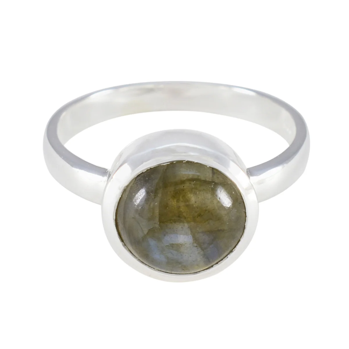 Labradorite Solitaire French Silver Gray Gems Slim Trendy Ring Jewellery