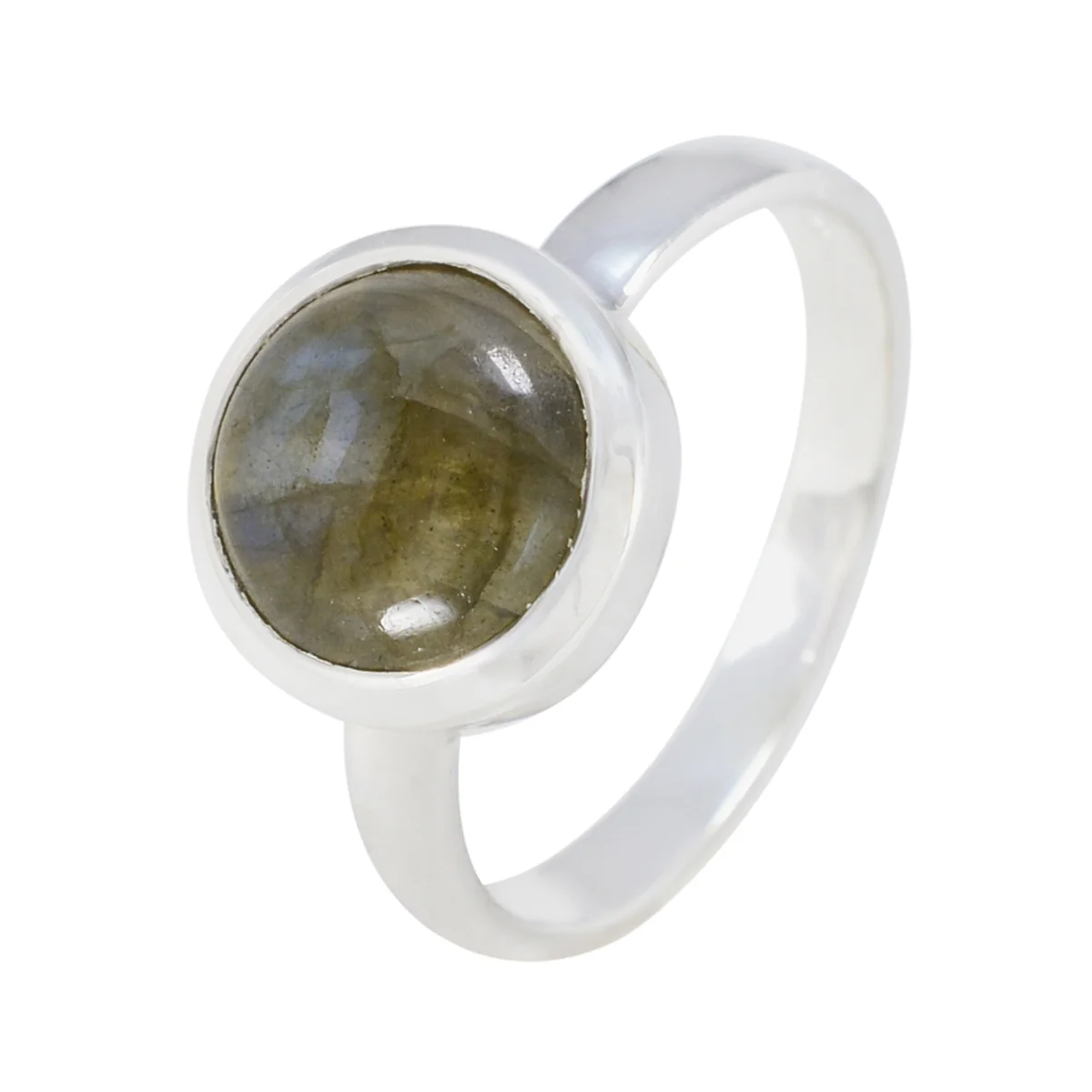 Labradorite Solitaire French Silver Gray Gems Slim Trendy Ring Jewellery - Image 2