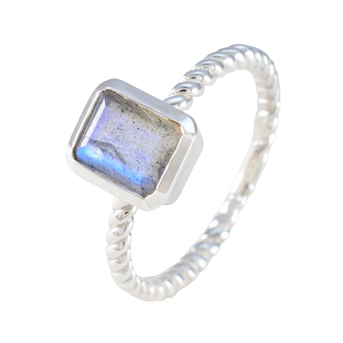 Labradorite Solitaire German 925 Silver Gray Gemstone Featherlight Abstract Ring Jewellery - Image 2