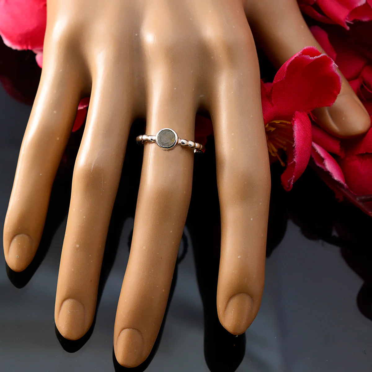 Labradorite Solitaire German 925 Silver Gray Gemstones Slim Luxurious Ring Jewellery - Image 5