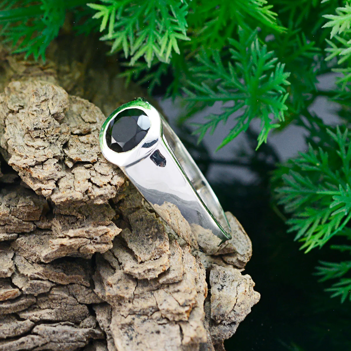 Labradorite Solitaire German Sterling Silver Gray Gemstone Tiny Modern Ring Jewelry - Image 2