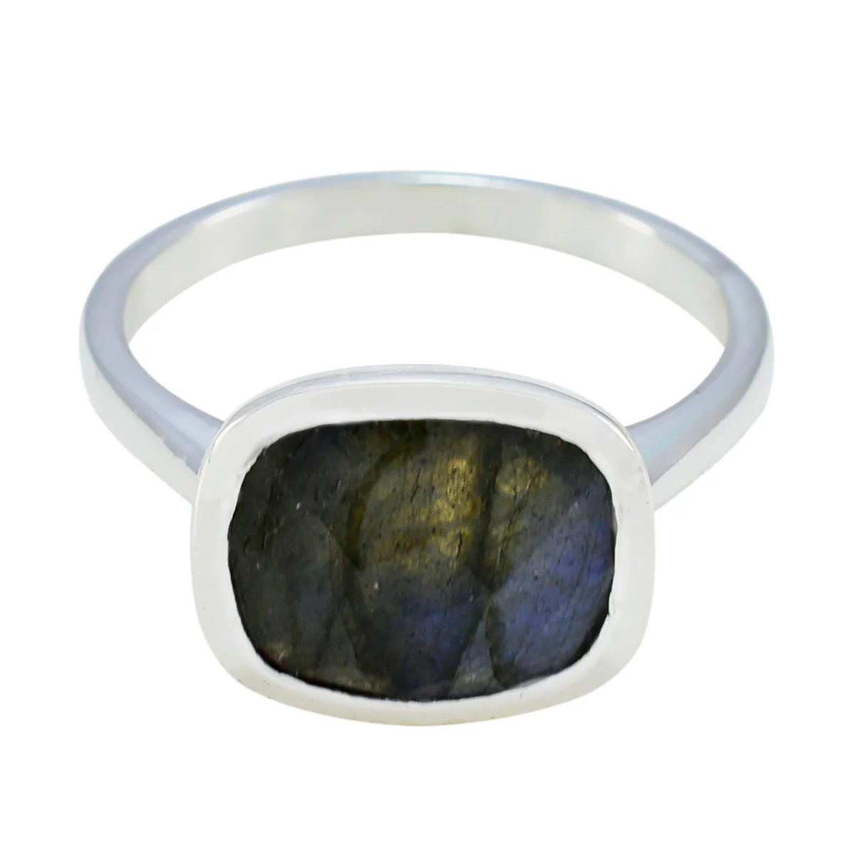 Labradorite Solitaire Indian Sterling Silver Gray Gemstones Minimal Love Ring Jewellery