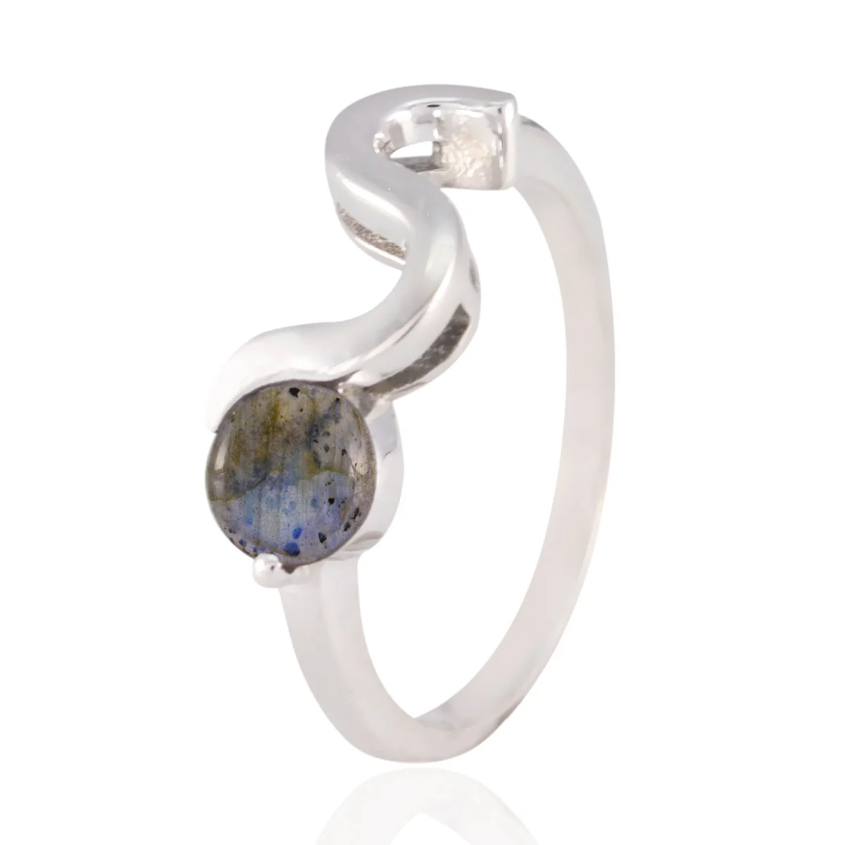 Labradorite Solitaire Japanese 92.5 Silver Gray Gemstones Whisper-thin Romantic Ring Jewelry - Image 2