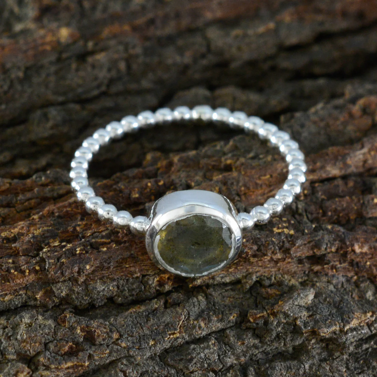 Labradorite Solitaire Japanese 925 Sterling Silver Gray Gems Delicate Twist Ring Jewellery - Image 3