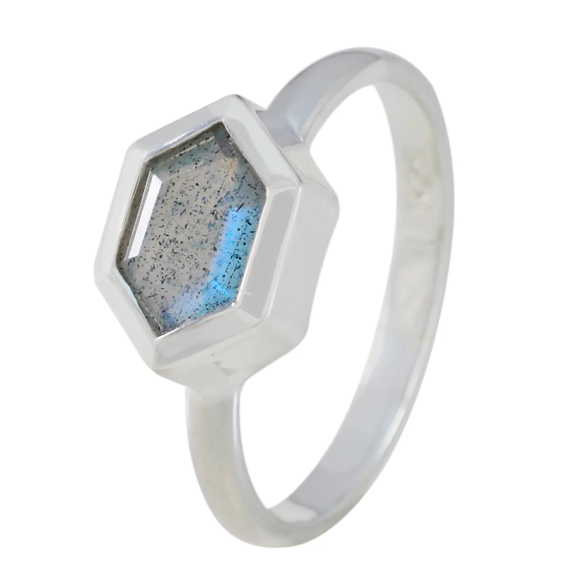 Labradorite Solitaire Korean 92.5 Silver Gray Gems Dainty Graceful Ring Jewellery - Image 2
