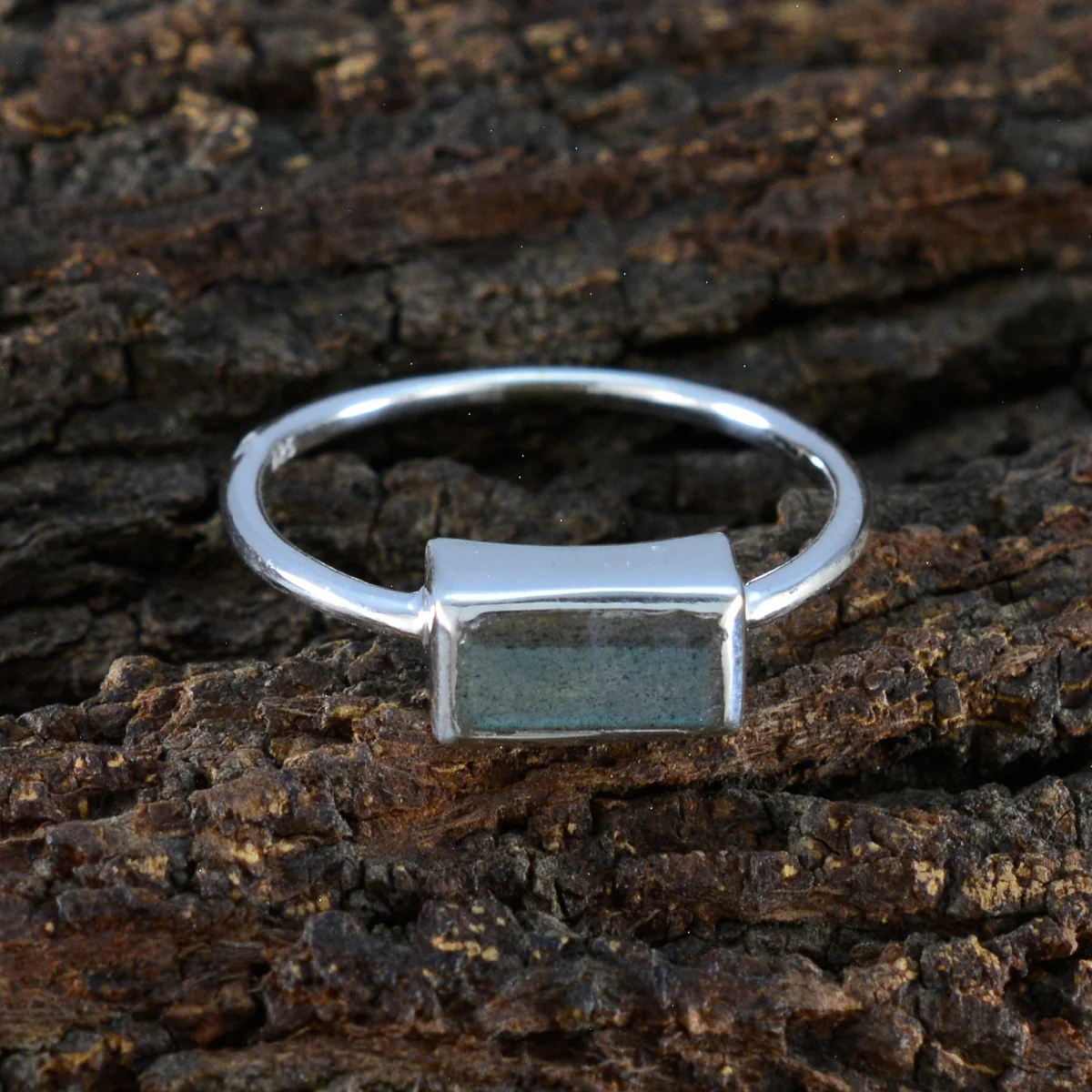 Labradorite Solitaire Korean Sterling Silver Gray Gemstones Delicate Feminine Ring Jewelry - Image 3