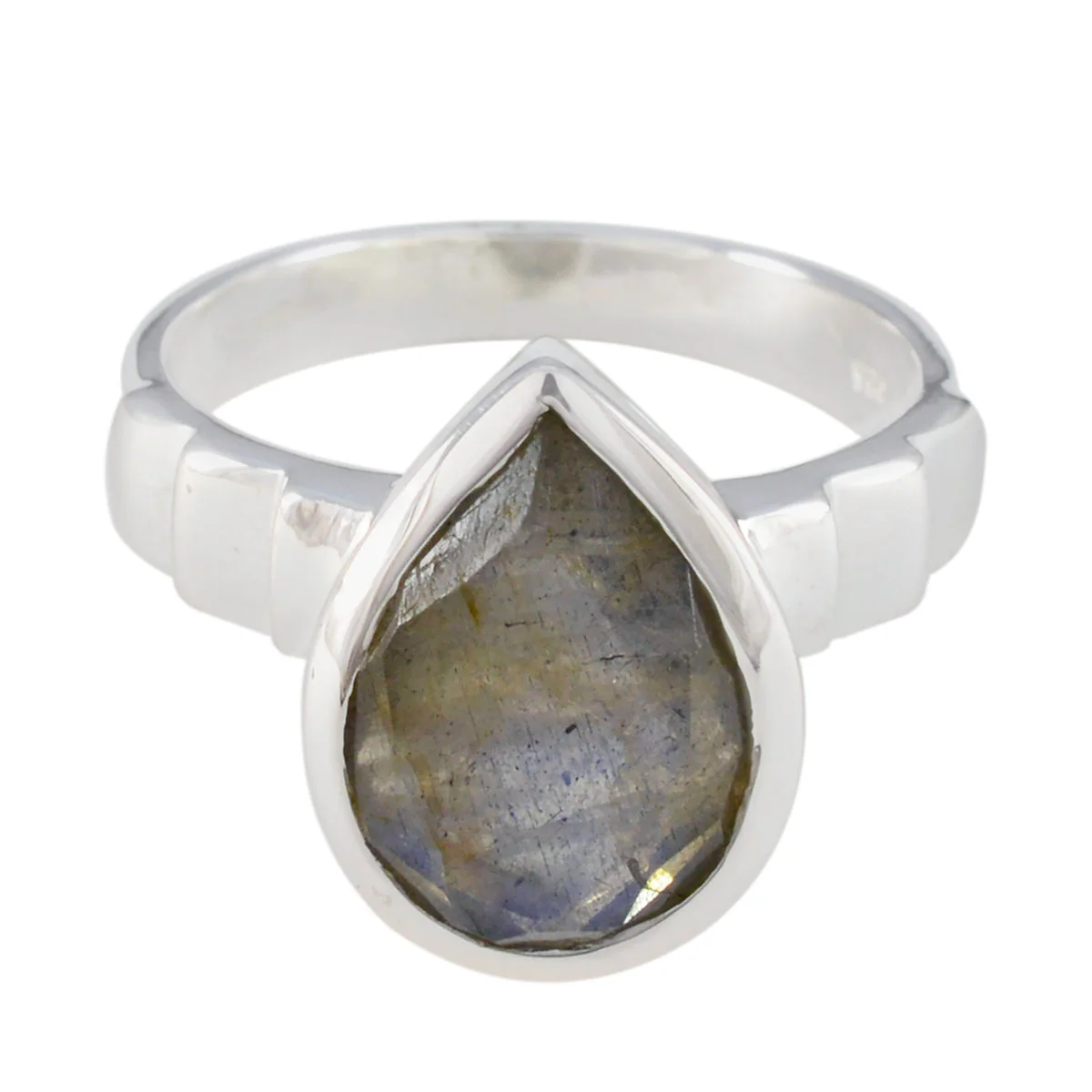 Labradorite Solitaire Russian Sterling Silver Gray Gems Mid-weight Engagement Ring Jewellery